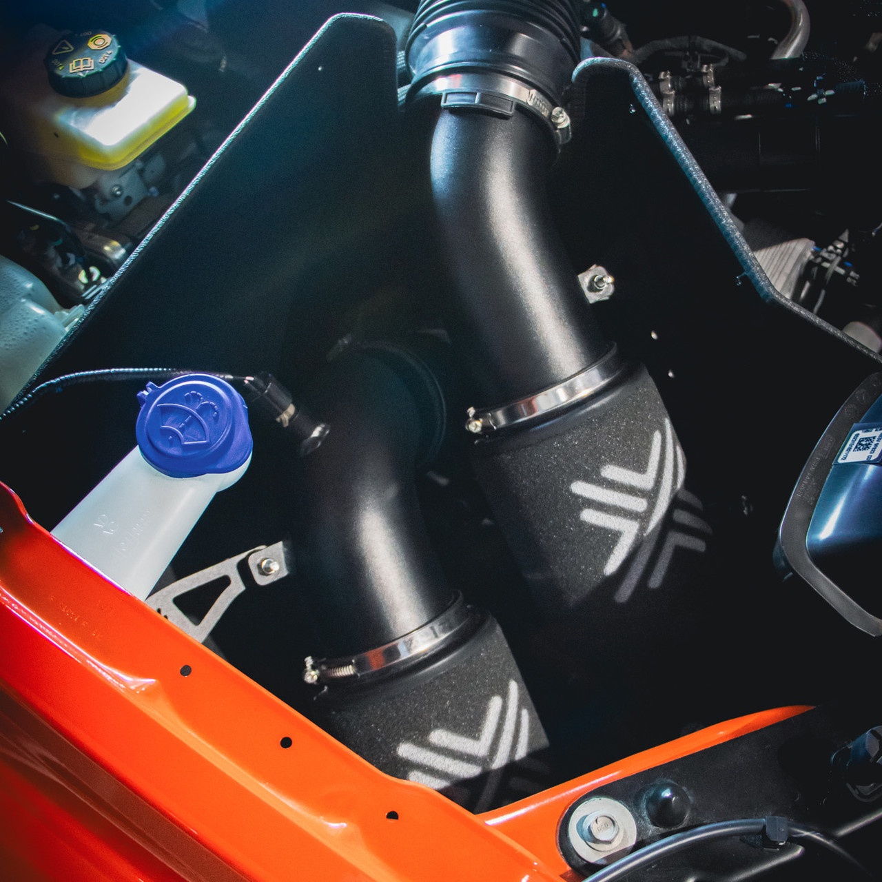 Twin Pipercross foam filters and intake pipework fitted to Ranger Raptor